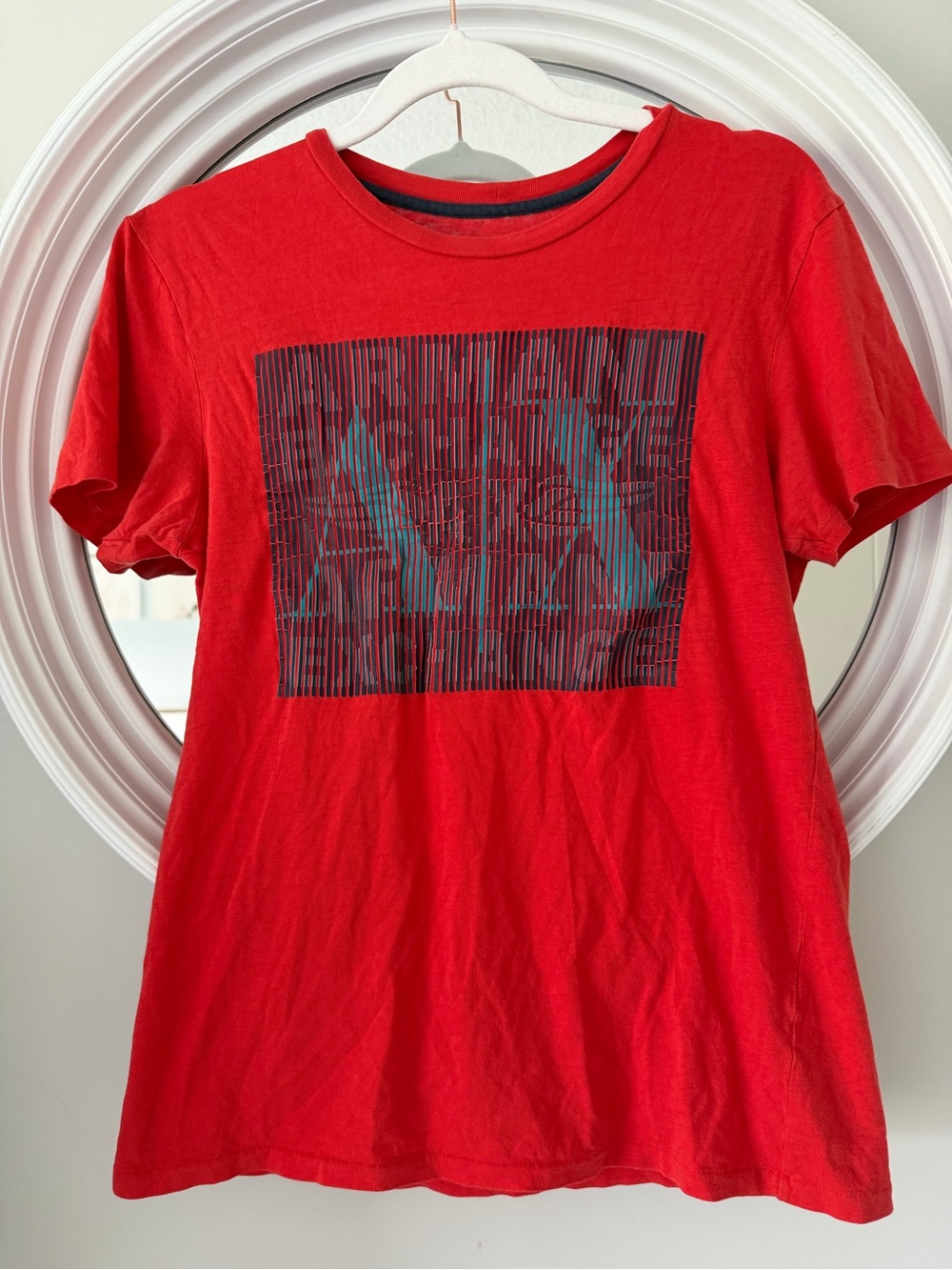 Armani Exchange Red Tee with Navy Trim